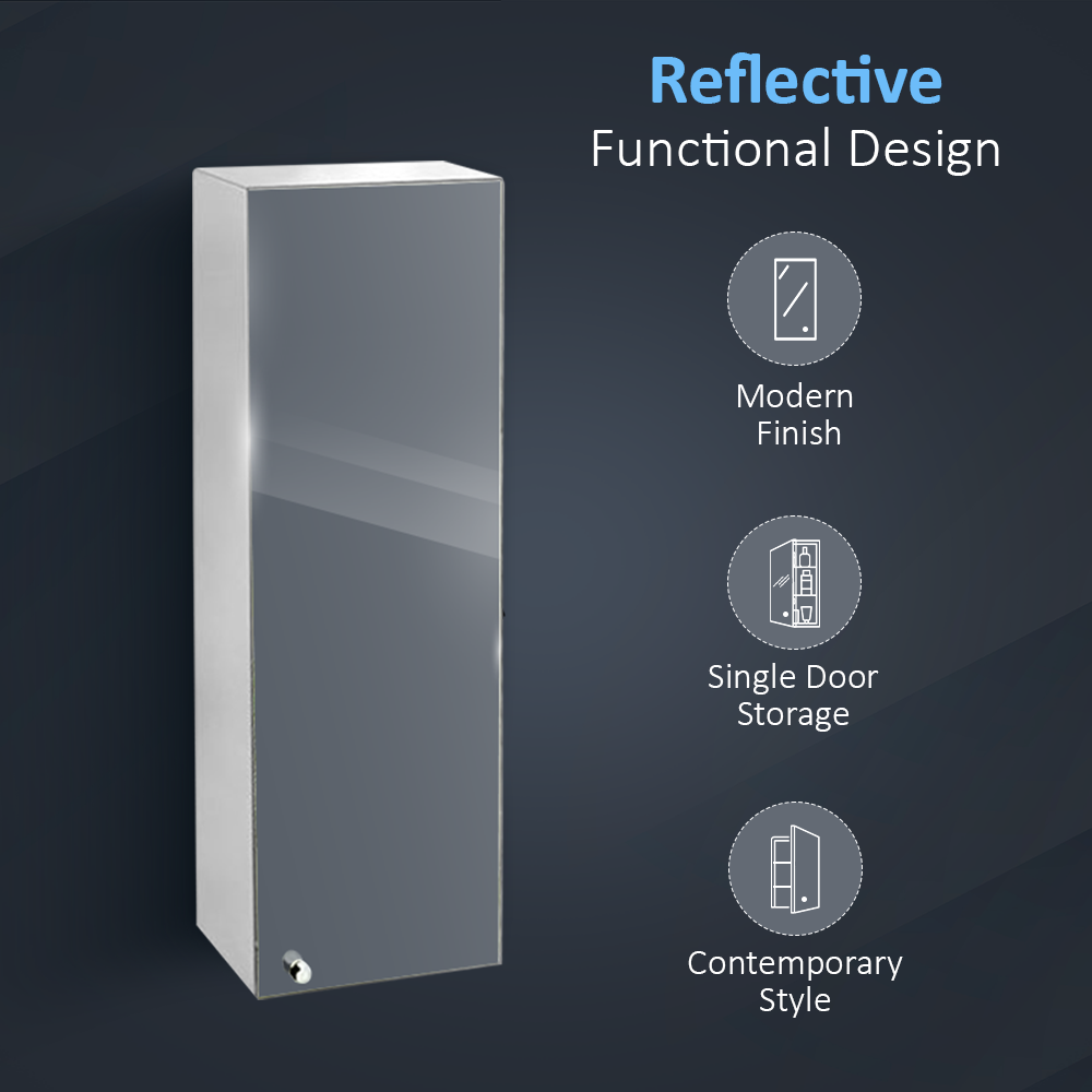 iBathUK Revo Illuminated Stainless Steel Mirror Cabinet with Touch Sensor - Silver