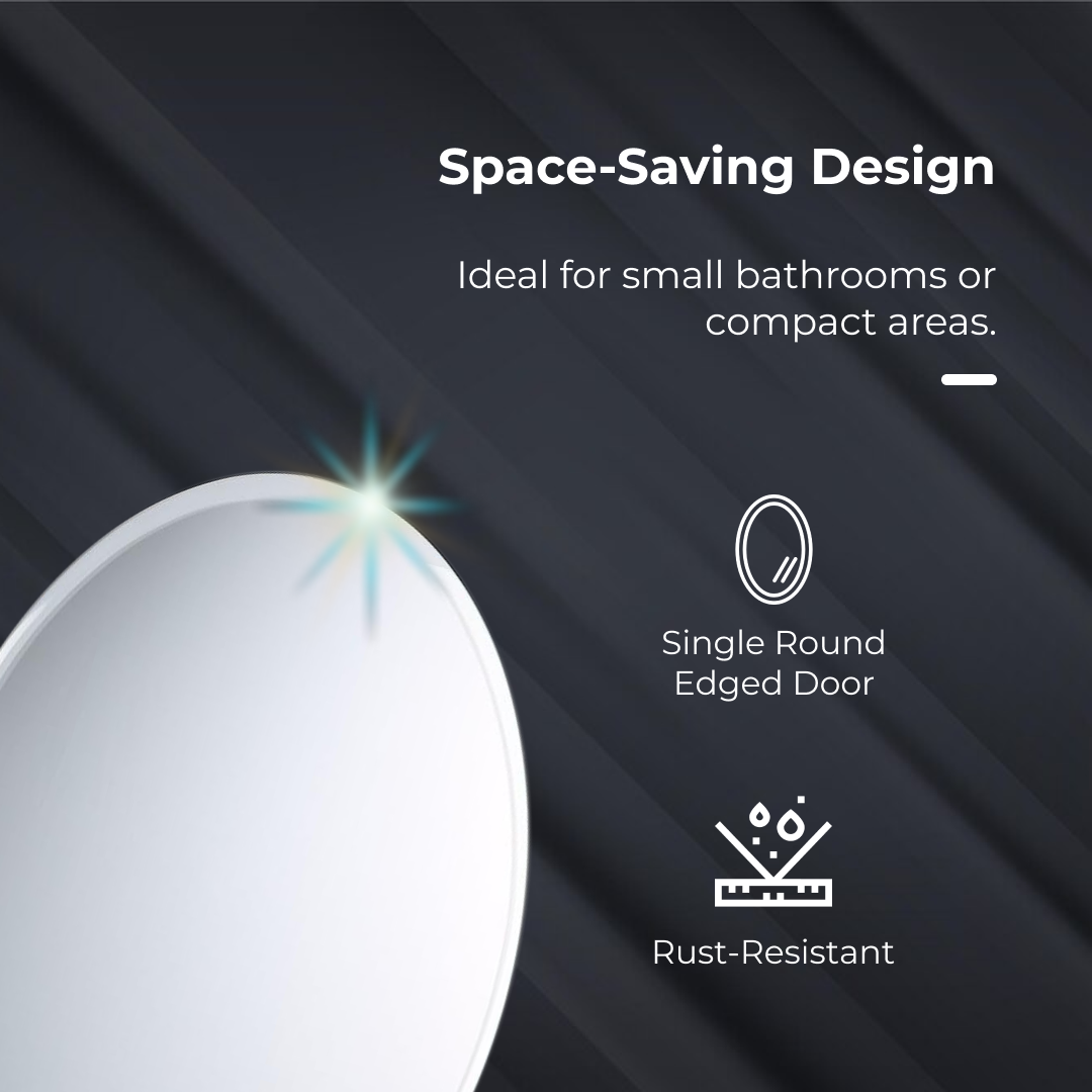 iBathUK Stockholm Wall Mounted Mirror Cabinet, Pre-Assembled Modern Style Bathroom Cabinet with Hinged Single Door, Internal Shelf Storage Unit, Portrait or Landscape Orientation in Silver 500 x 500mm