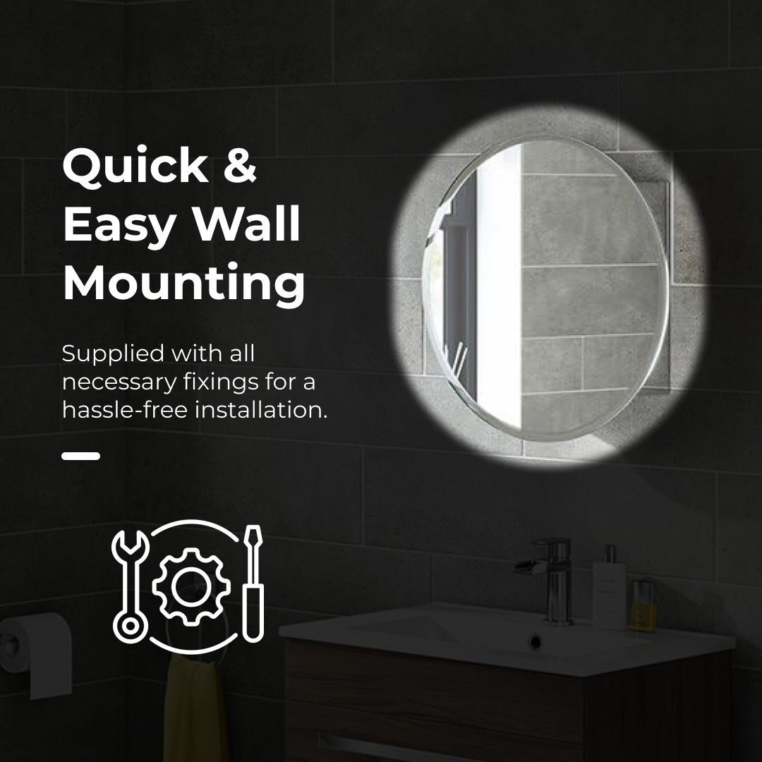 iBathUK Stockholm Wall Mounted Mirror Cabinet, Pre-Assembled Modern Style Bathroom Cabinet with Hinged Single Door, Internal Shelf Storage Unit, Portrait or Landscape Orientation in Silver 500 x 500mm