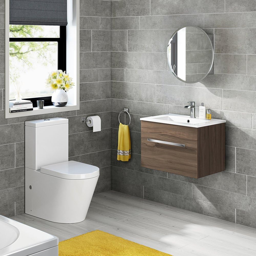 iBathUK Stockholm Wall Mounted Mirror Cabinet, Pre-Assembled Modern Style Bathroom Cabinet with Hinged Single Door, Internal Shelf Storage Unit, Portrait or Landscape Orientation in Silver 500 x 500mm