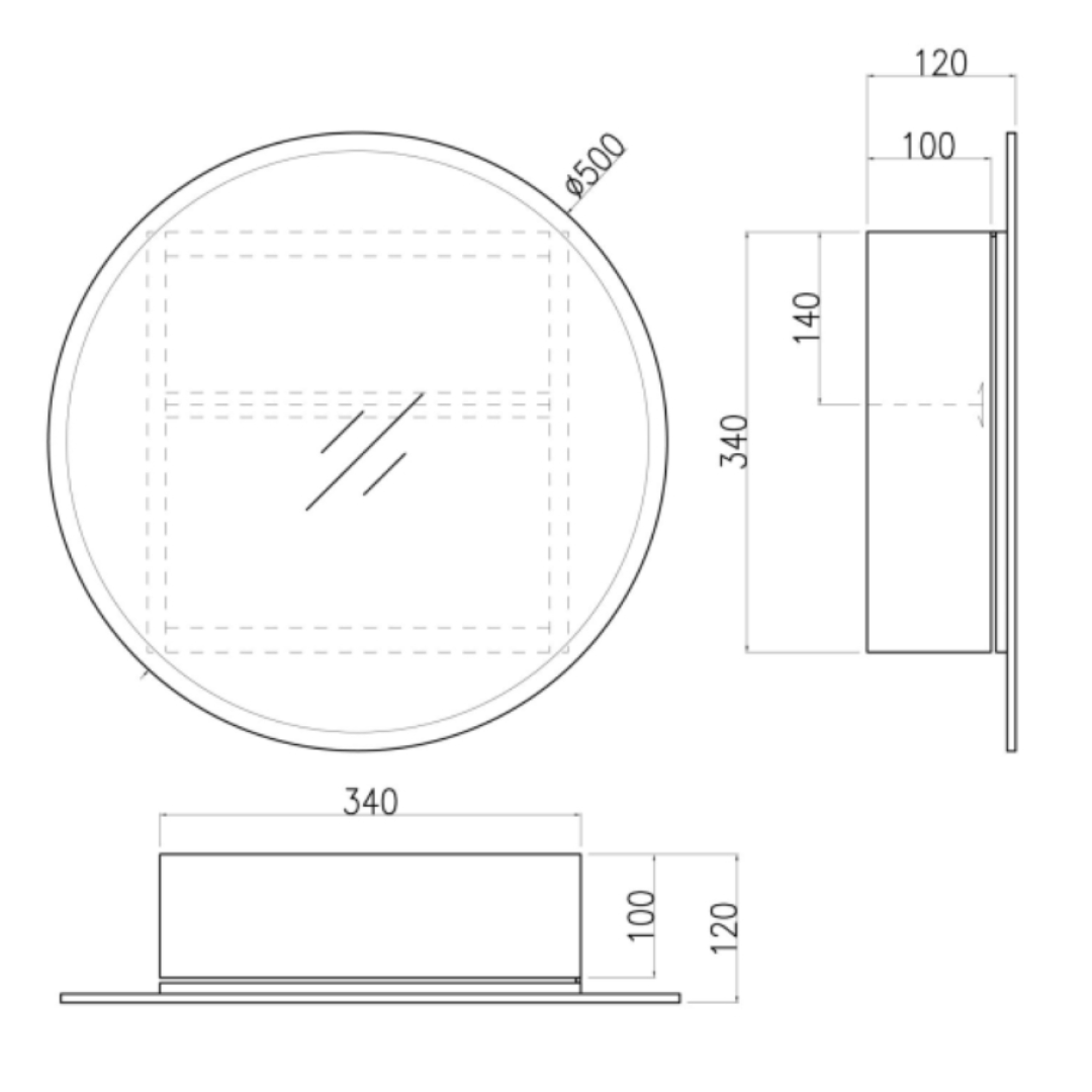 iBathUK Stockholm Wall Mounted Mirror Cabinet, Pre-Assembled Modern Style Bathroom Cabinet with Hinged Single Door, Internal Shelf Storage Unit, Portrait or Landscape Orientation in Silver 500 x 500mm
