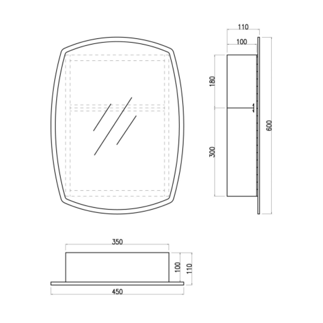 iBathUK Copenhagen Wall Mounted Mirror Cabinet, Single Door Bathroom Mirror Cabinet with Stainless Steel Body and Hinged Door, Built-In Shelf Storage, Portrait Orientation in Silver 600 x 450mm