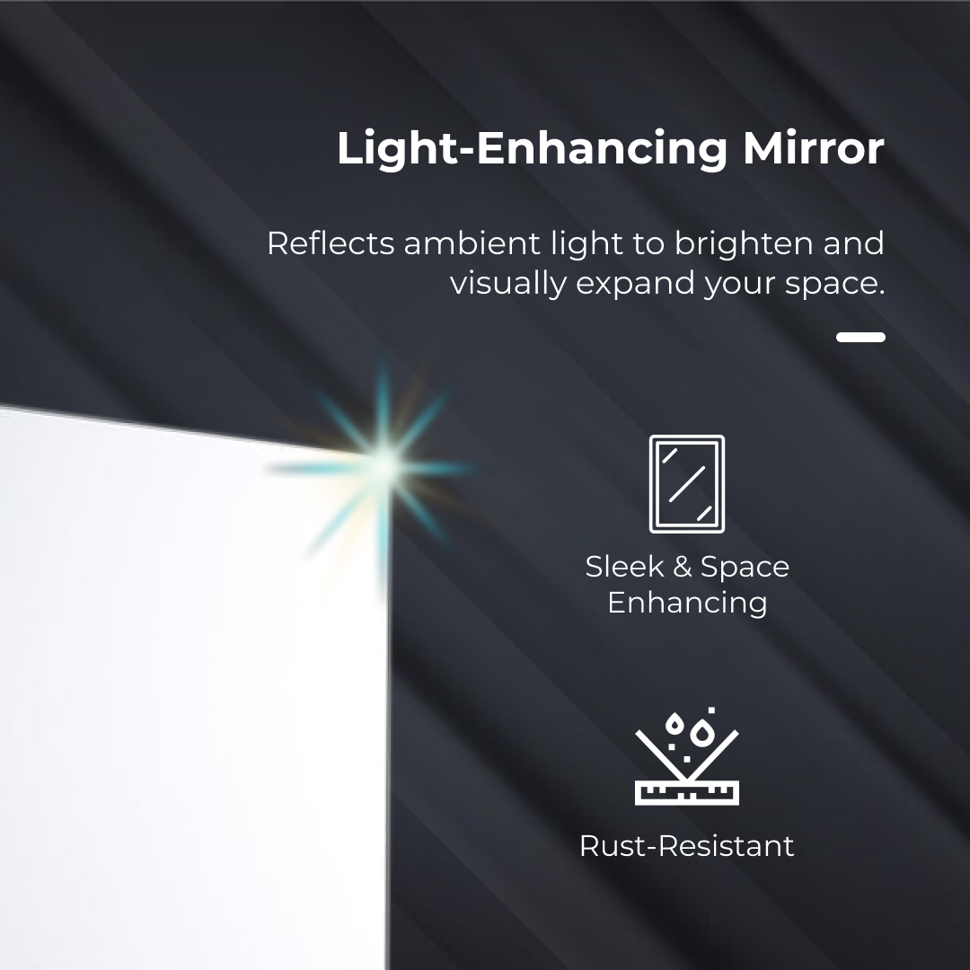 iBathUK Malmo Wall Mounted Double Door Mirror Cabinet, Pre-Assembled Modern Design Bathroom Mirror Storage Unit with 3 Shelves, Hinged Doors in Silver Finish, 600 x 800mm