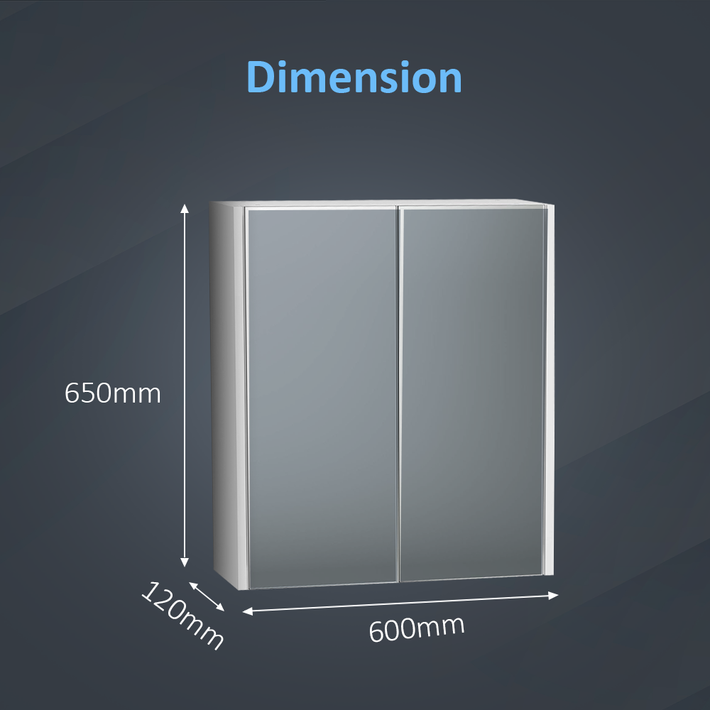 iBathUK Storvue Wall Mounted Illuminated Bathroom Mirror Cabinet with 2 Doors and 1 Adjustable Glass Shelf, Modern Bathroom Storage Mirror in Gloss White, 600 x 900mm