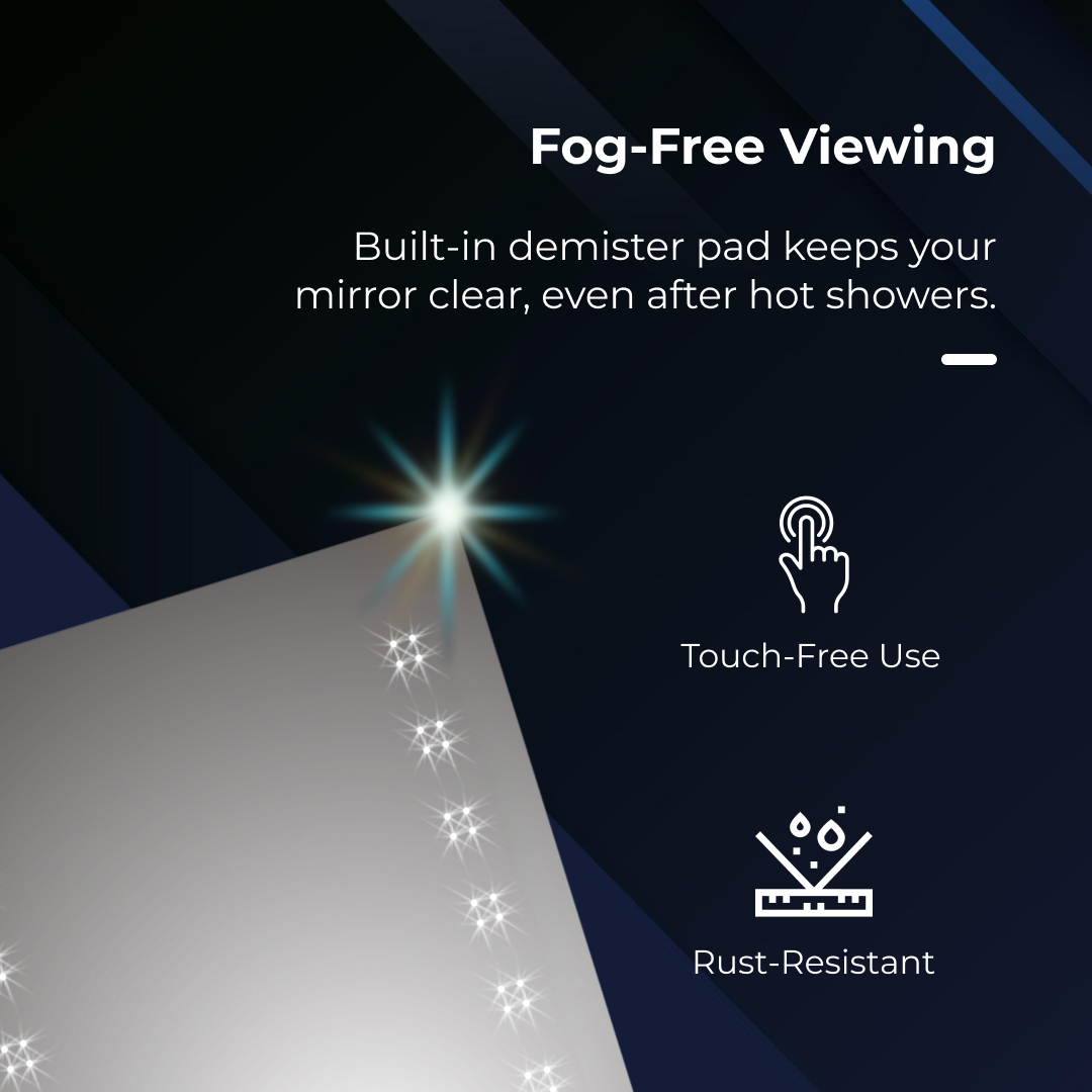 iBathUK Celeste Wall Mounted LED Bathroom Mirror, Modern Pre-Assembled Illuminated Mirror with Infrared Sensor and Demister Pad Light Up Mirror for Bathrooms Portrait or Landscape Fitting, 500 x 700mm