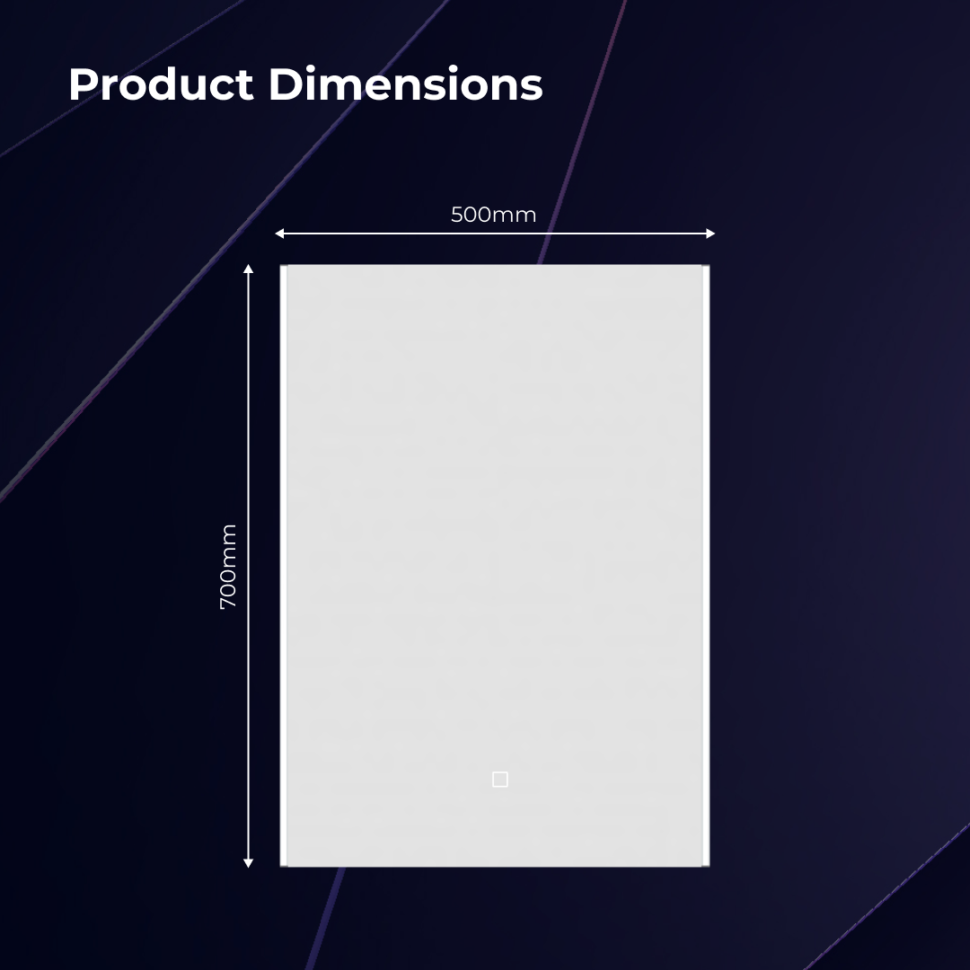 iBathUK Nebula Wall Mounted LED Bathroom Mirror, Modern Pre-Assembled Illuminated Light Up Mirror with 2 LED Lights with Touch Sensor Operation, Portrait or Landscape Mounting, 700 x 500mm