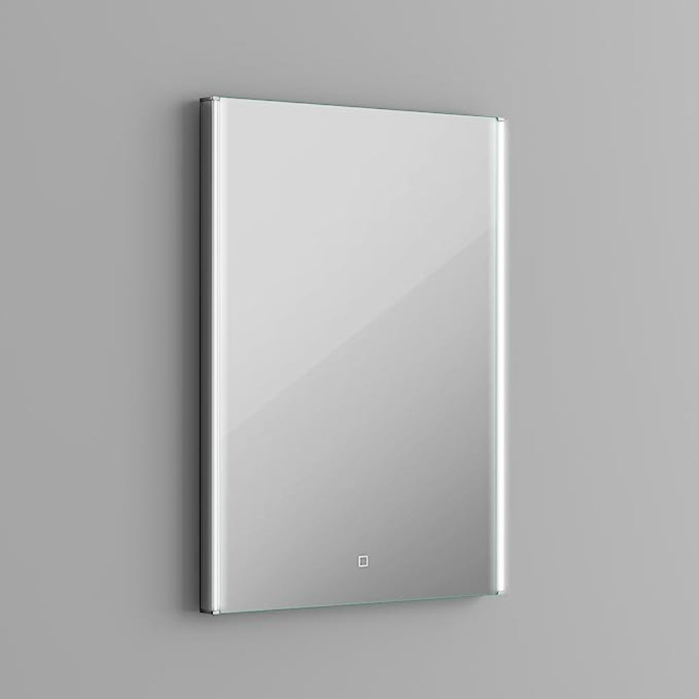 iBathUK Nebula Wall Mounted LED Bathroom Mirror, Modern Pre-Assembled Illuminated Light Up Mirror with 2 LED Lights with Touch Sensor Operation, Portrait or Landscape Mounting, 700 x 500mm