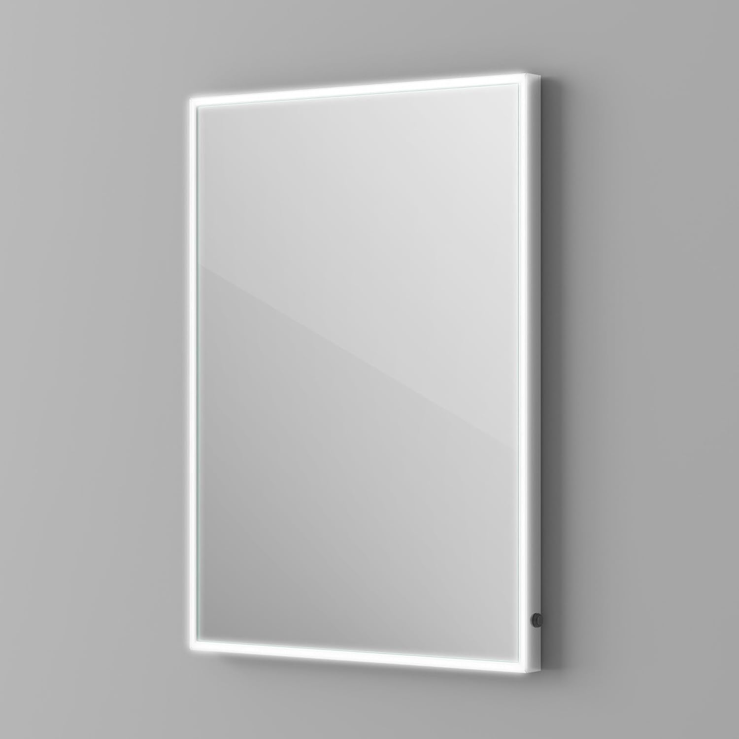 iBathUK Spectra Wall Mounted LED Bathroom Mirror, Modern Pre-Assembled Illuminated Light Up Mirror with Demister Pad with Touchless Sensor Switch, Portrait or Landscape Mounting, 500 x 700mm