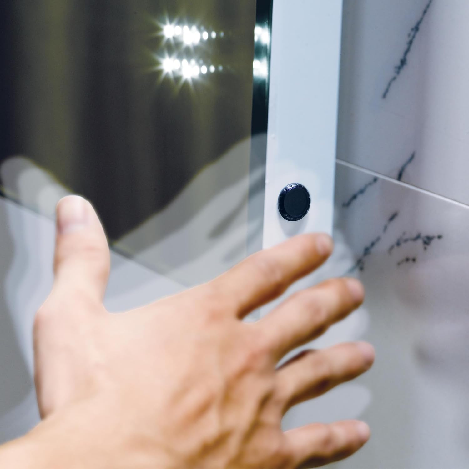 iBathUK Spectra Wall Mounted LED Bathroom Mirror, Modern Pre-Assembled Illuminated Light Up Mirror with Demister Pad with Touchless Sensor Switch, Portrait or Landscape Mounting, 500 x 700mm