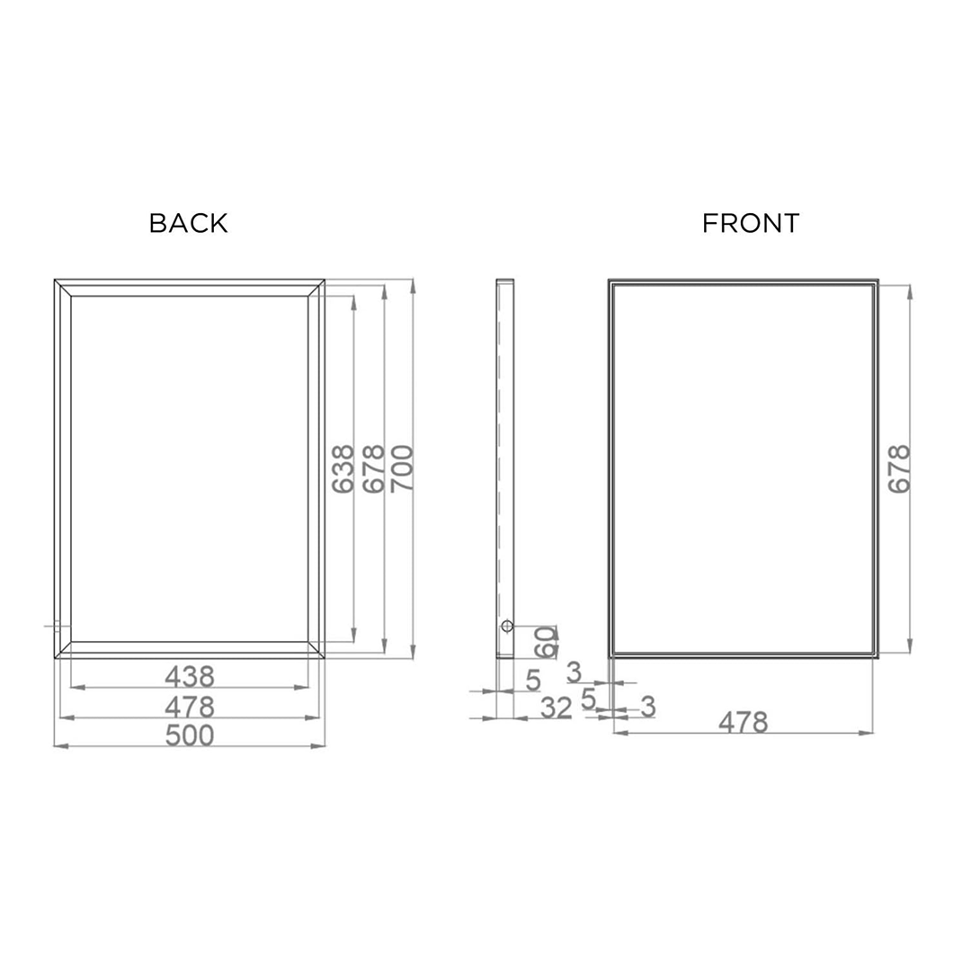 iBathUK Spectra Wall Mounted LED Bathroom Mirror, Modern Pre-Assembled Illuminated Light Up Mirror with Demister Pad with Touchless Sensor Switch, Portrait or Landscape Mounting, 500 x 700mm