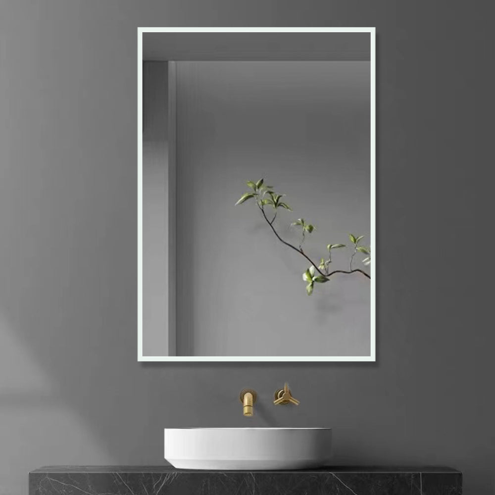 iBathUK Spectra Wall Mounted LED Bathroom Mirror, Modern Pre-Assembled Illuminated Light Up Mirror with Demister Pad with Touchless Sensor Switch, Portrait or Landscape Mounting, 600 x 800 mm