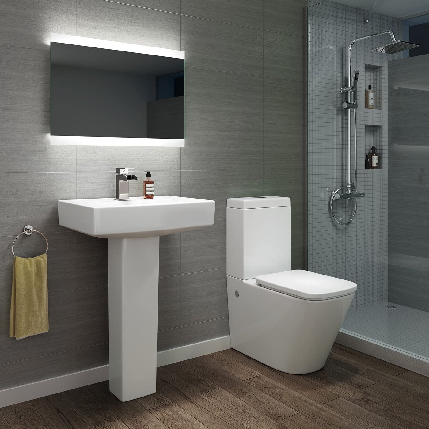 iBathUK Averra LED Illuminated Bathroom Mirror with Demister Pad & Sensor Control - White