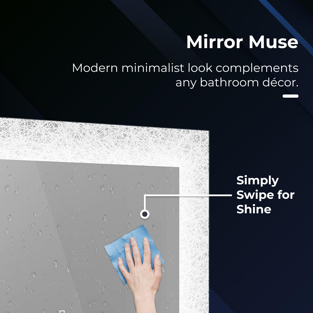 iBathUK Vellin Wall Mounted Illuminated LED Bathroom Mirror with Light Sensor & Built-in Demister, Modern Bathroom Mirror in Silver Finish, 900 x 600mm