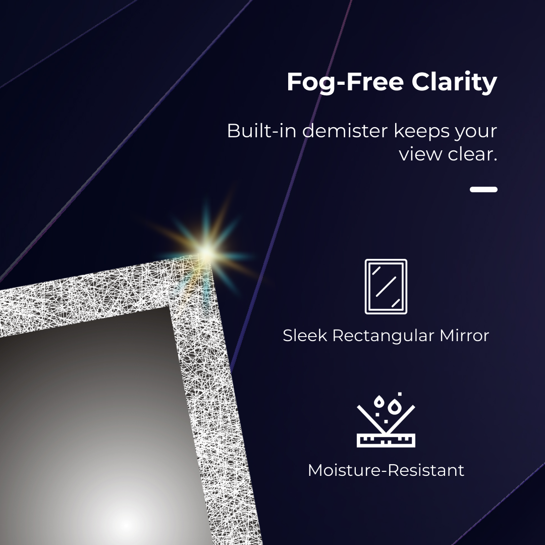 iBathUK Solstice Celestial LED Wall Mounted Bathroom Mirror, Modern Pre-Assembled Illuminated Light Up Mirror with Lighting in Portrait Design, Demister Pad, Touch Switch Control, 500 x 700mm