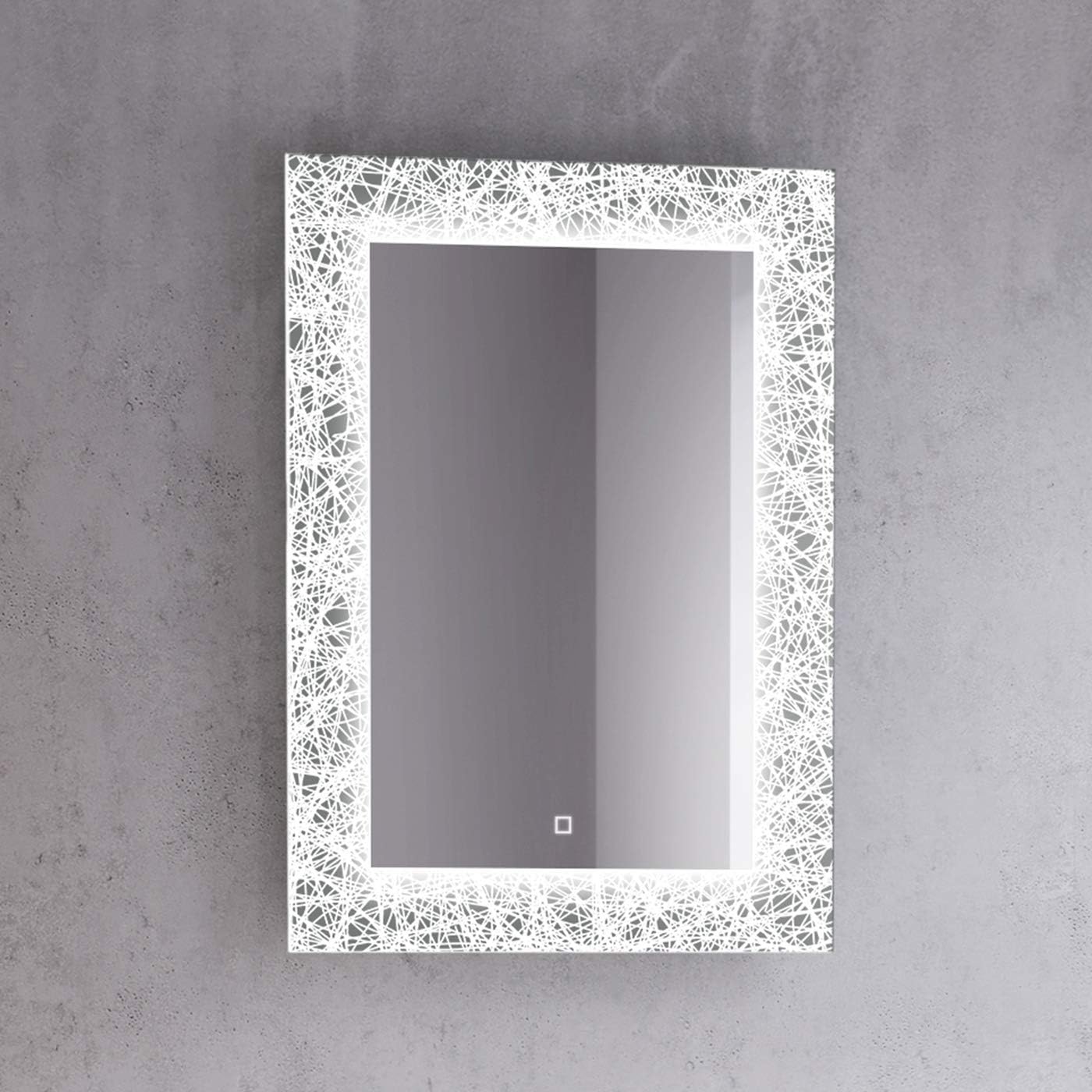 iBathUK Solstice Celestial LED Wall Mounted Bathroom Mirror, Modern Pre-Assembled Illuminated Light Up Mirror with Lighting in Portrait Design, Demister Pad, Touch Switch Control, 500 x 700mm