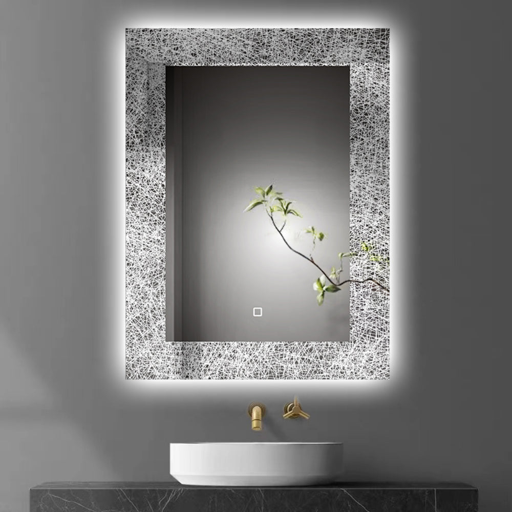 iBathUK Solstice Celestial LED Wall Mounted Bathroom Mirror, Modern Pre-Assembled Illuminated Light Up Mirror with Lighting in Portrait Design, Demister Pad, Touch Switch Control, 500 x 700mm
