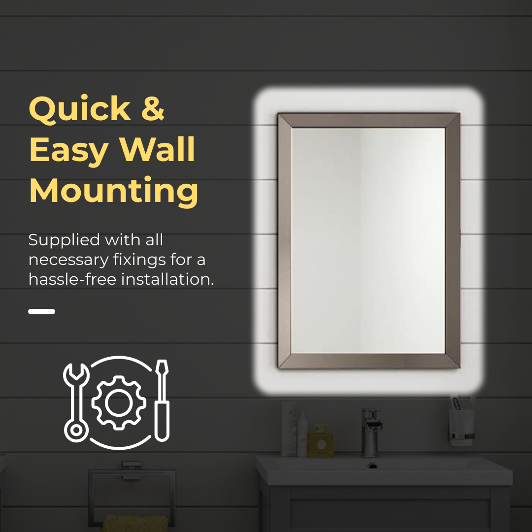 iBathUK Brillia Bevelled Pewter Framed Bathroom Mirror