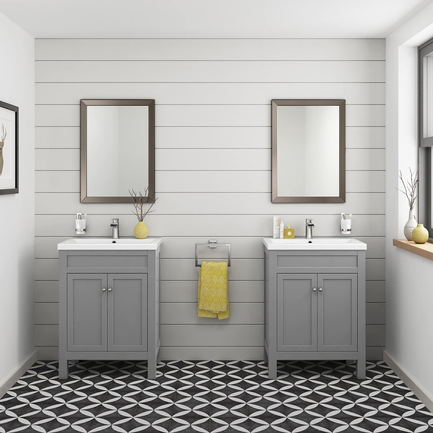 iBathUK Brillia Bevelled Pewter Framed Bathroom Mirror
