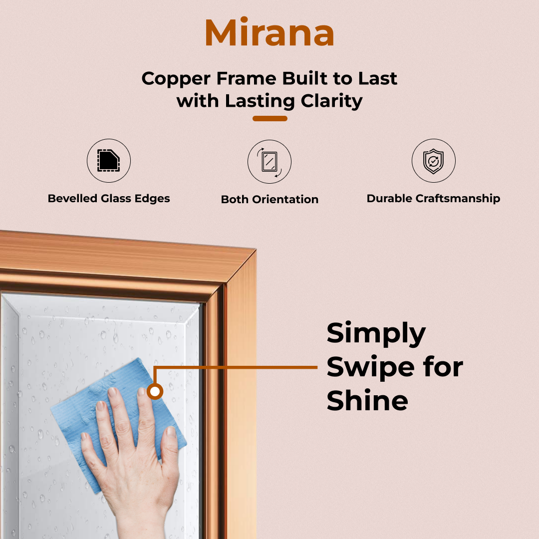 iBathUK Mirana Copper Bevelled Framed Bathroom Mirror - Silver