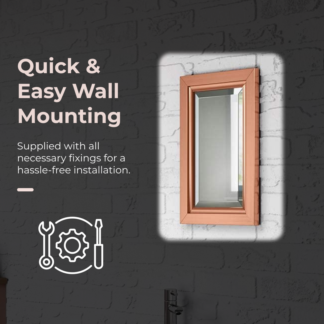 iBathUK Mirana Copper Bevelled Framed Bathroom Mirror - Silver