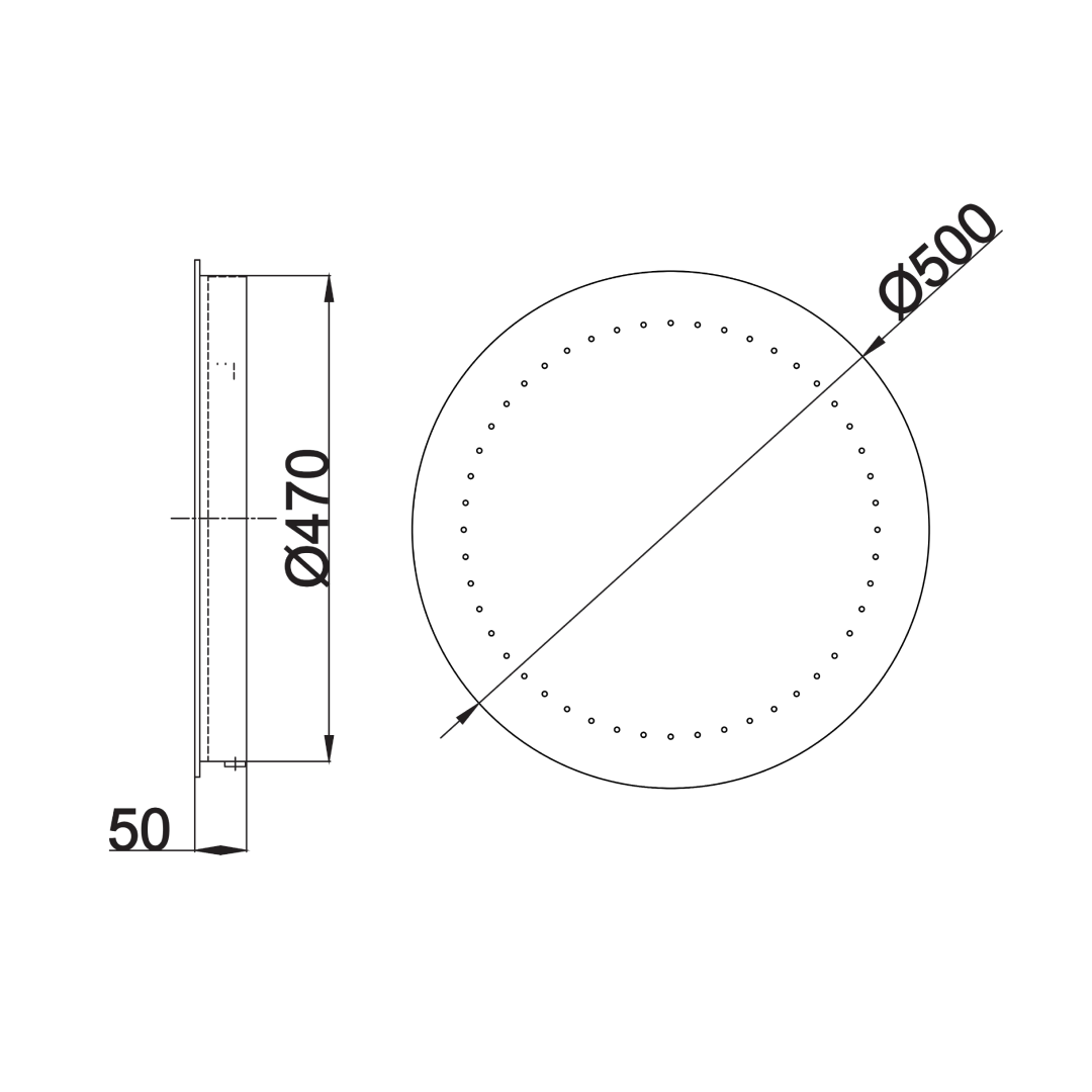 iBathUK Luna Wall Mounted Round LED Bathroom Mirror 5 Battery Powered, Modern Illuminated Vanity Mirror for Bathrooms, Portrait or Landscape Aluminium Frame, 500x500mm