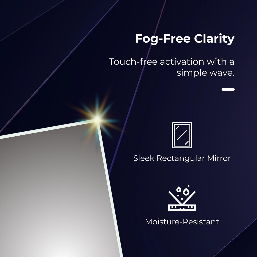 iBathUK Spectra Wall Mounted LED Bathroom Mirror, Modern Pre-Assembled Illuminated Light Up Mirror with Demister Pad with Touchless Sensor Switch, Portrait or Landscape Mounting, 500 x 700mm