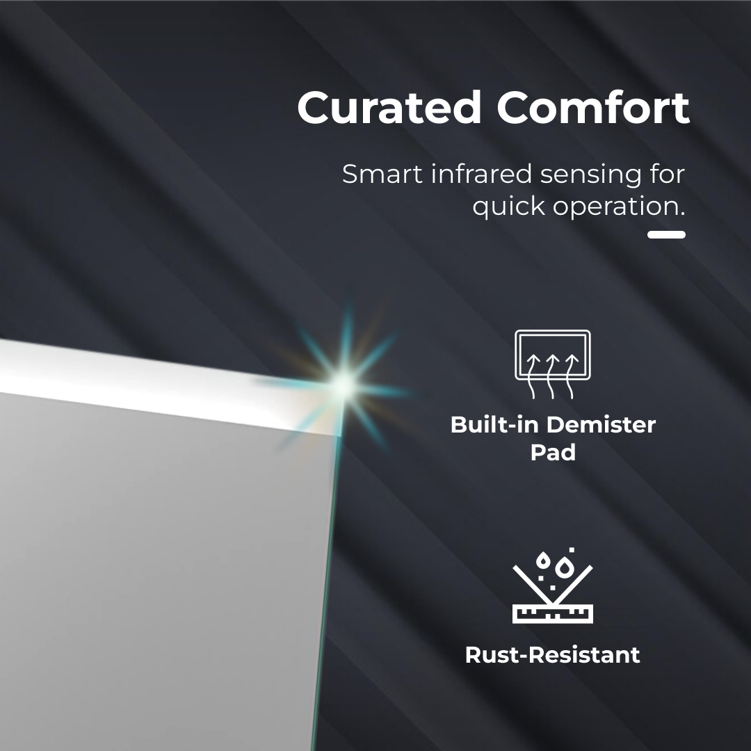 iBathUK Averra LED Illuminated Bathroom Mirror with Demister Pad & Sensor Control - White