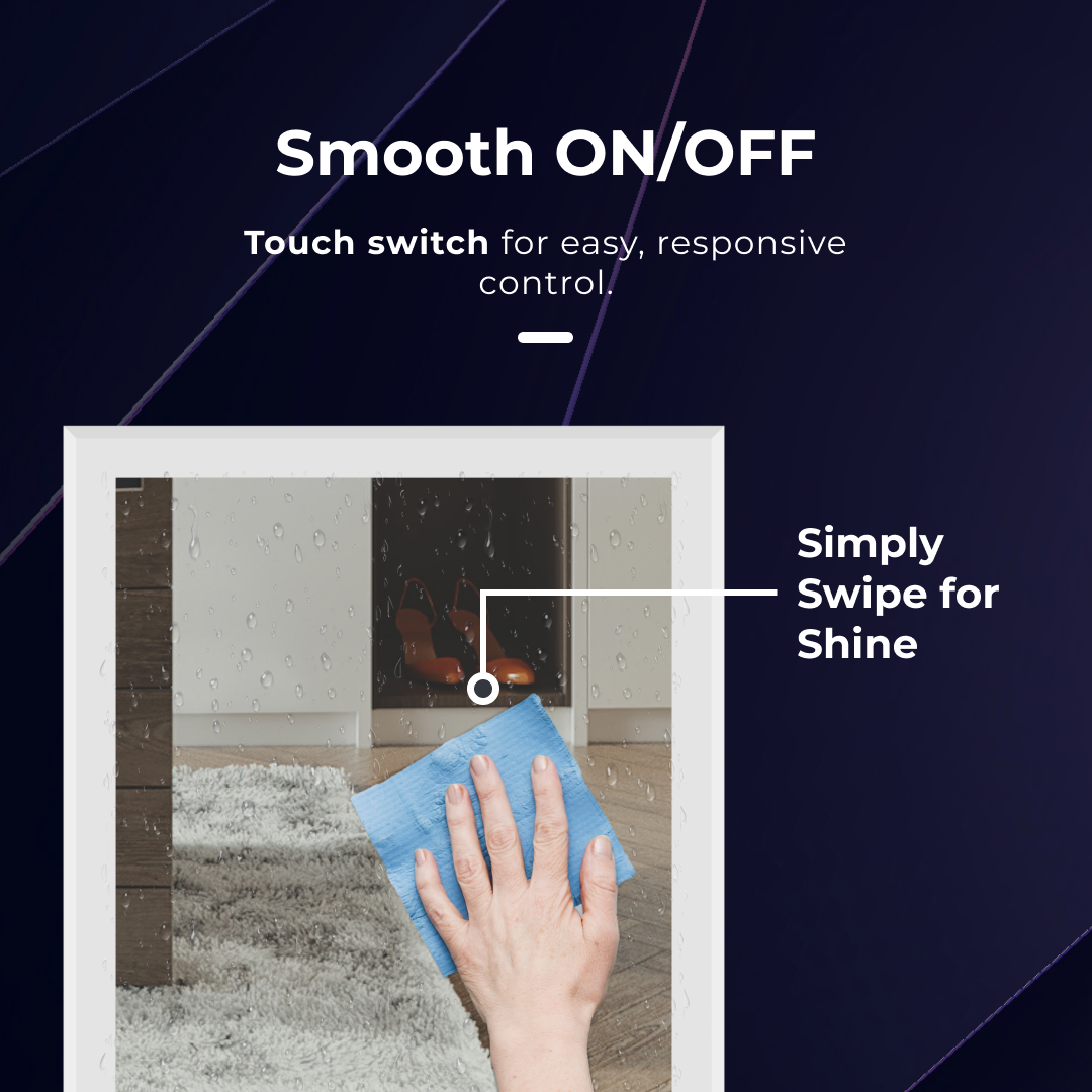 iBathUK Lustre Wall Mounted LED Bathroom Mirror, Modern Pre-Assembled Illuminated Light Up Mirror with 6500K LED Lighting, Demister Pad and Touch Switch Control, Portrait Mounting, 500 x 700mm