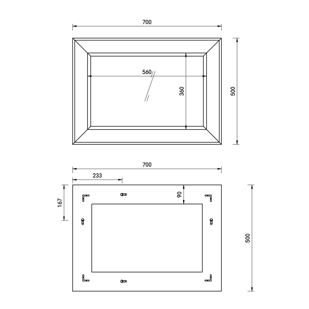 iBathUK Revix 700 x 500mm Bevelled Framed Bathroom Mirror