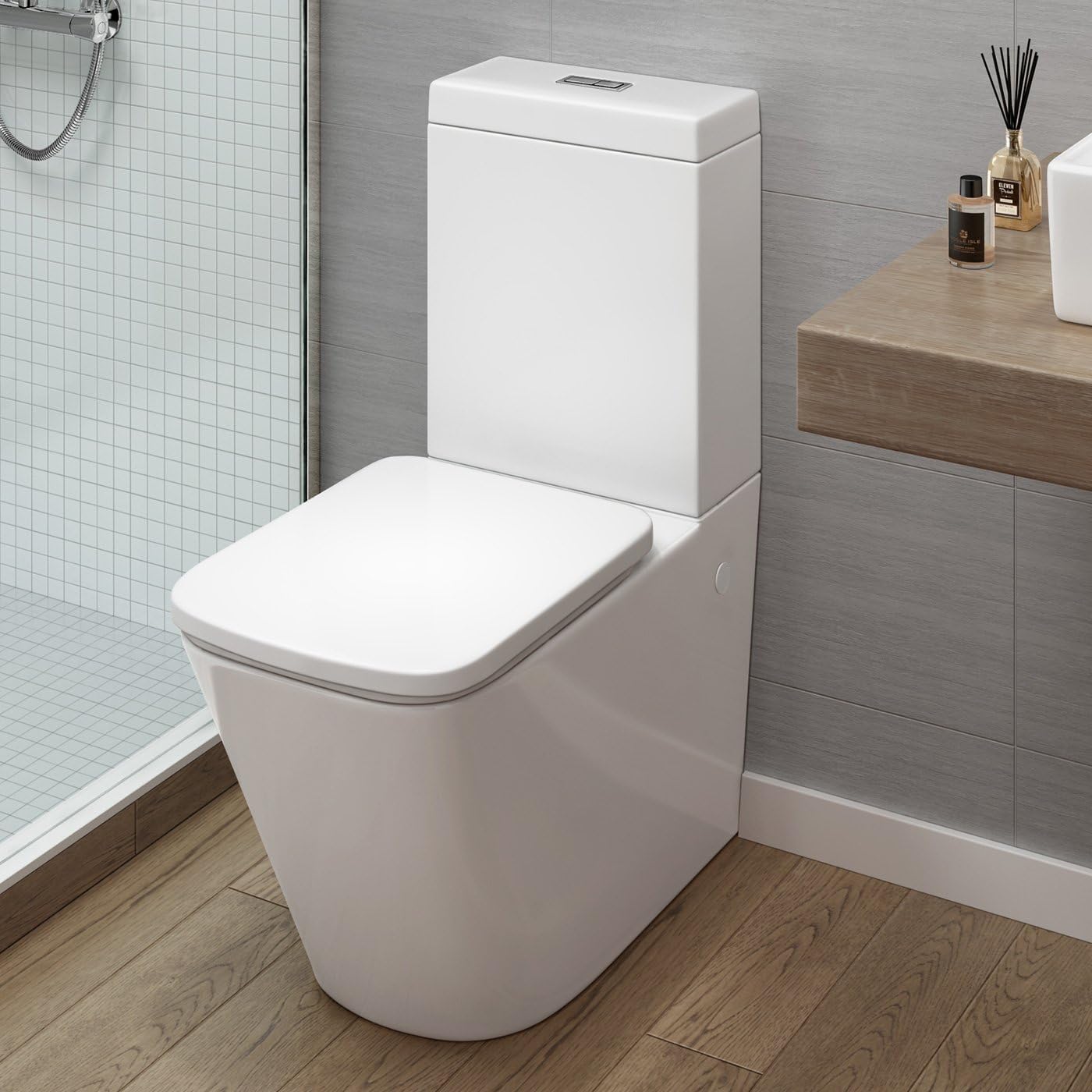 Salerno Close Coupled Toilet with Soft Close Seat & Cistern - White