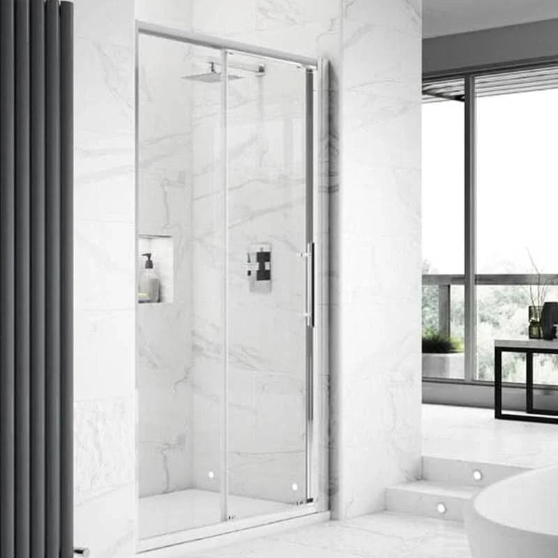 Oasis 8mm Glass Recessed Sliding Shower Door - Chrome