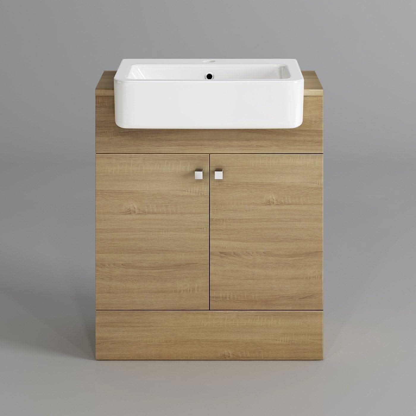 Harper 2 Door Floorstanding Vanity Unit With Semi Recessed Basin - 660mm x 800mm