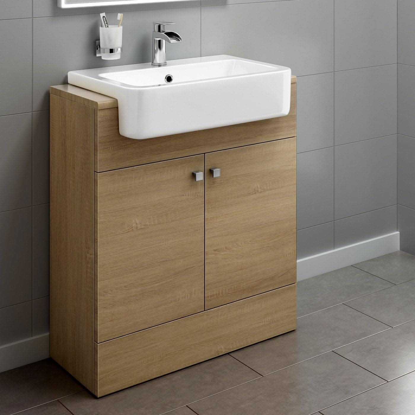 Harper 2 Door Floorstanding Vanity Unit With Semi Recessed Basin - 660mm x 800mm