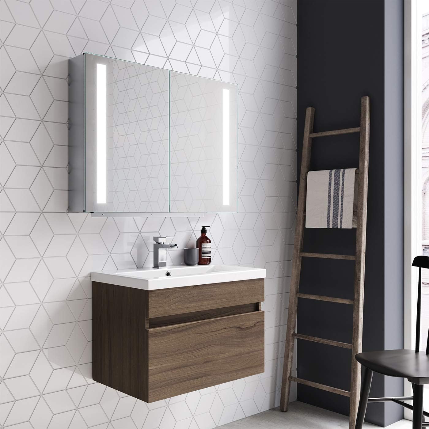 Astrid  2 Door LED Illuminated Mirror Cabinet - 800mm x 600mm