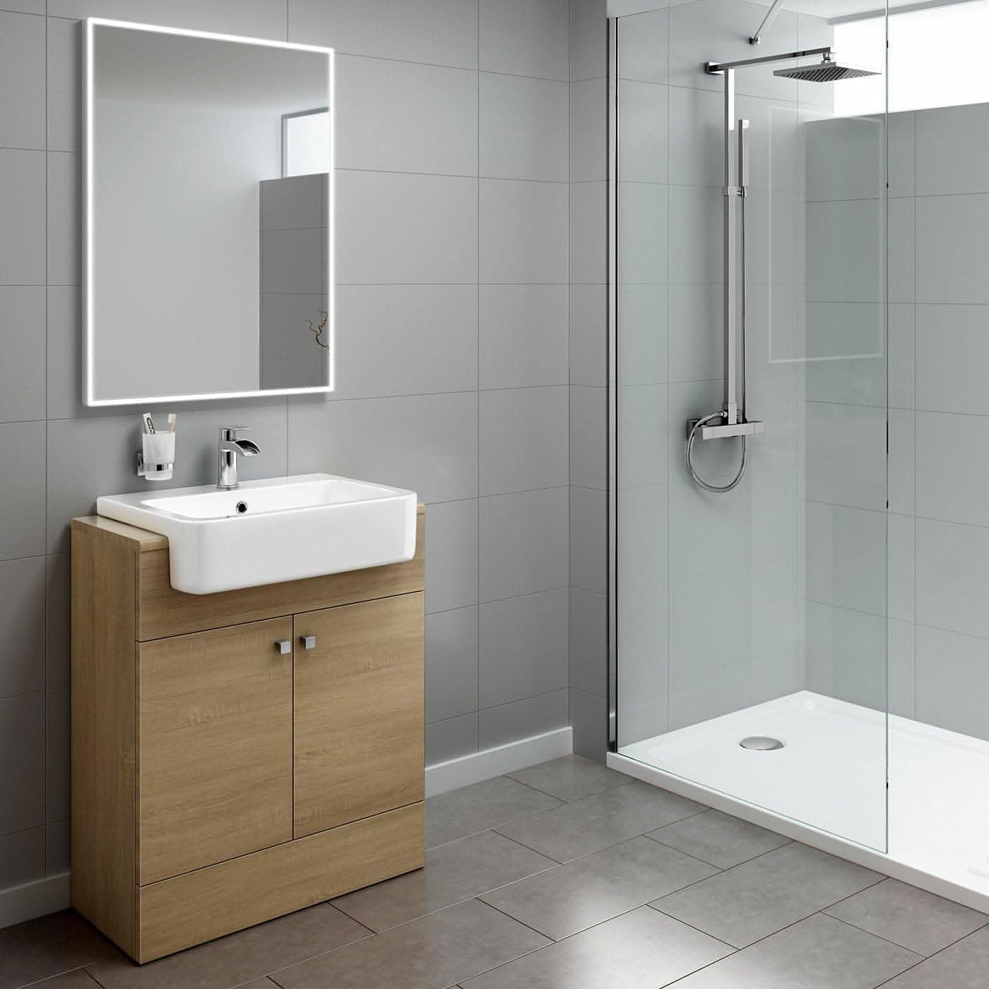 Harper 2 Door Floorstanding Vanity Unit With Semi Recessed Basin - 660mm x 800mm