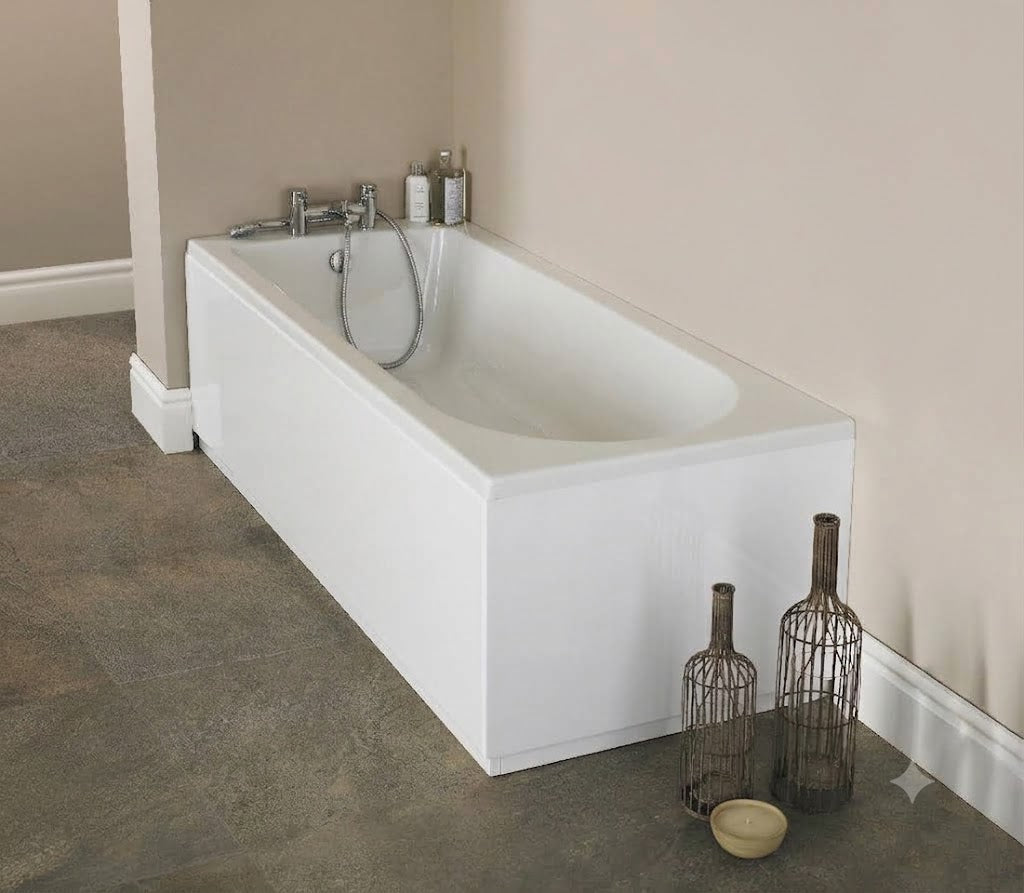 Bamby Straight Round Single Ended Rectangular Bath With Legs - White