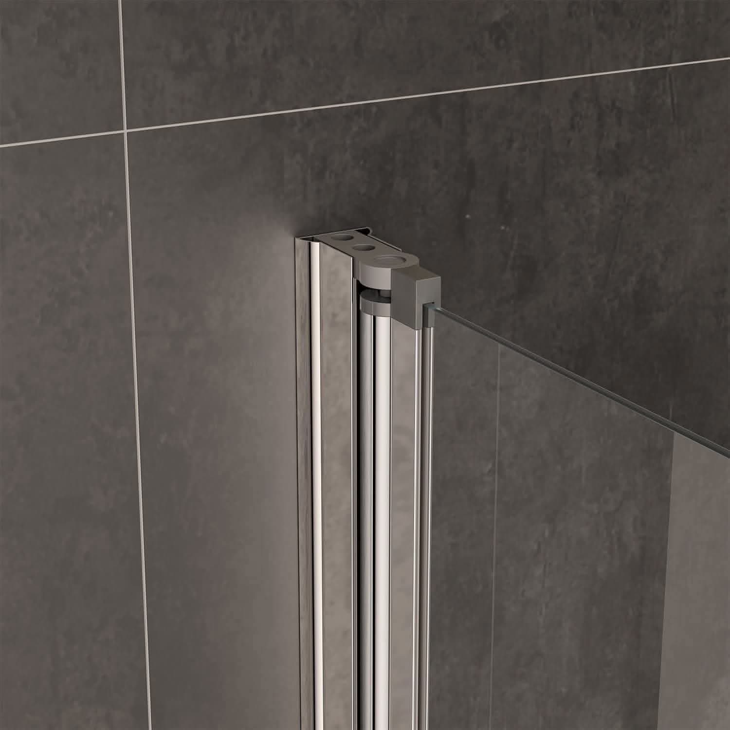 Modern Curved Edge Straight Bath Screen - 6mm Glass - 1400mm x 800mm - Chrome