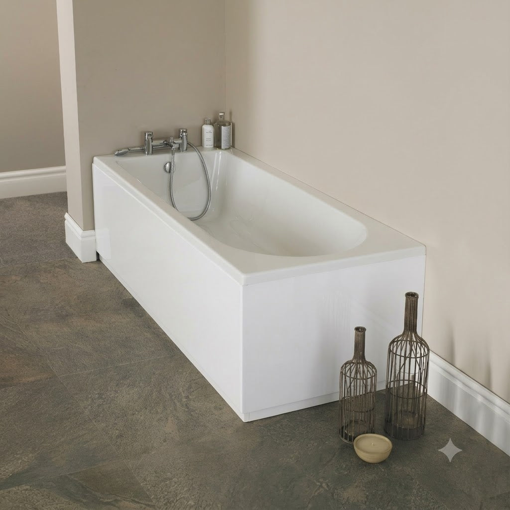 Bamby Straight Round Single Ended Rectangular Bath With Legs - White