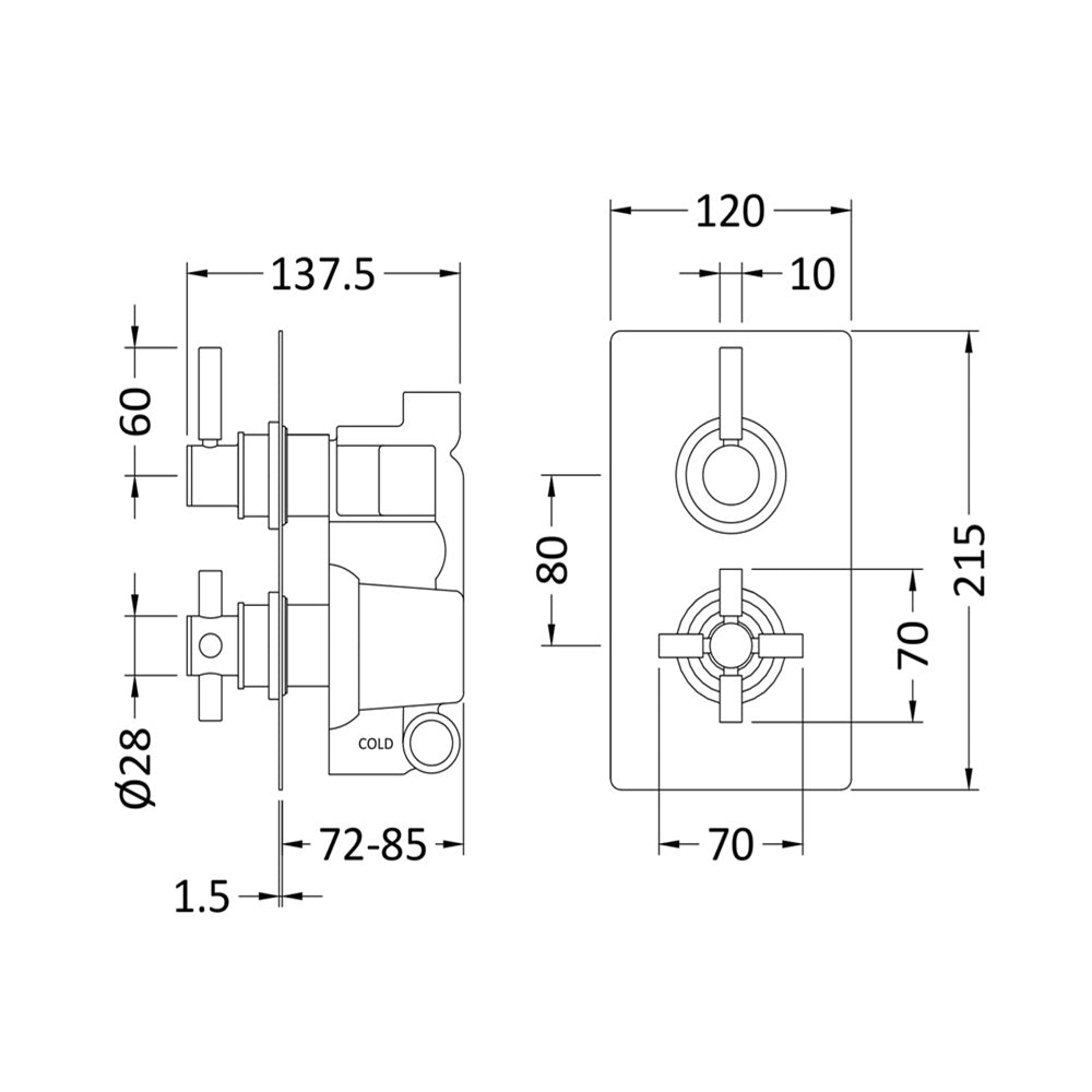 Axiom 1 Outlet Thermostatic Concealed Shower Valve