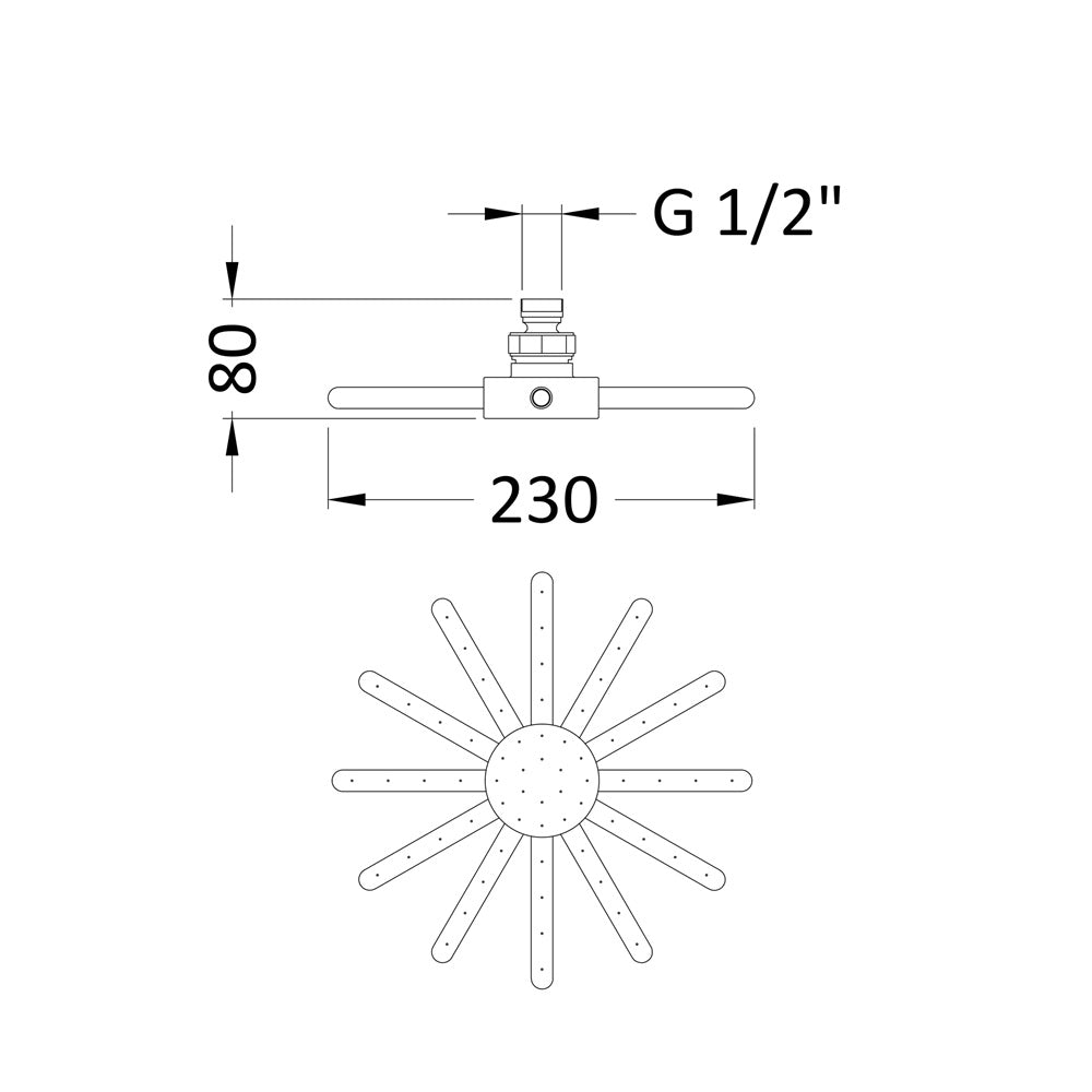 Clifton Fixed Shower Head - 230mm- Chrome