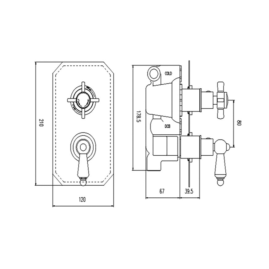 Maria 1 Outlet Thermostatic Concealed Shower Valve - Chrome