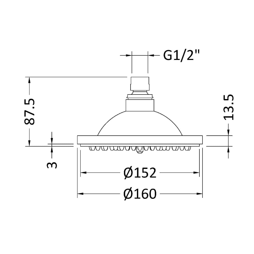 Clifton 6 Inch Round Fixed Shower Head - 152mm - Chrome