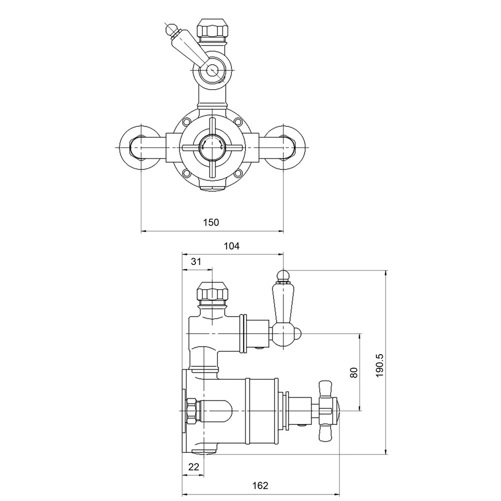 Period 1 Outlet Thermostatic Exposed Shower Valve - Chrome