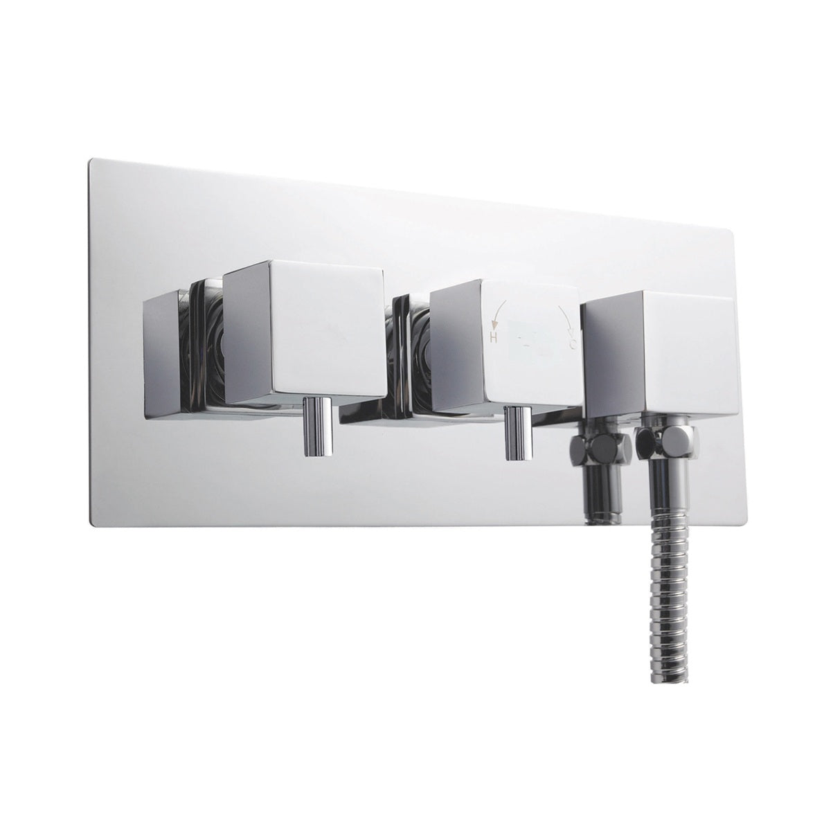 Knurl 2 Outlet Horizontal Concealed Shower Valve With Diverter - Chrome