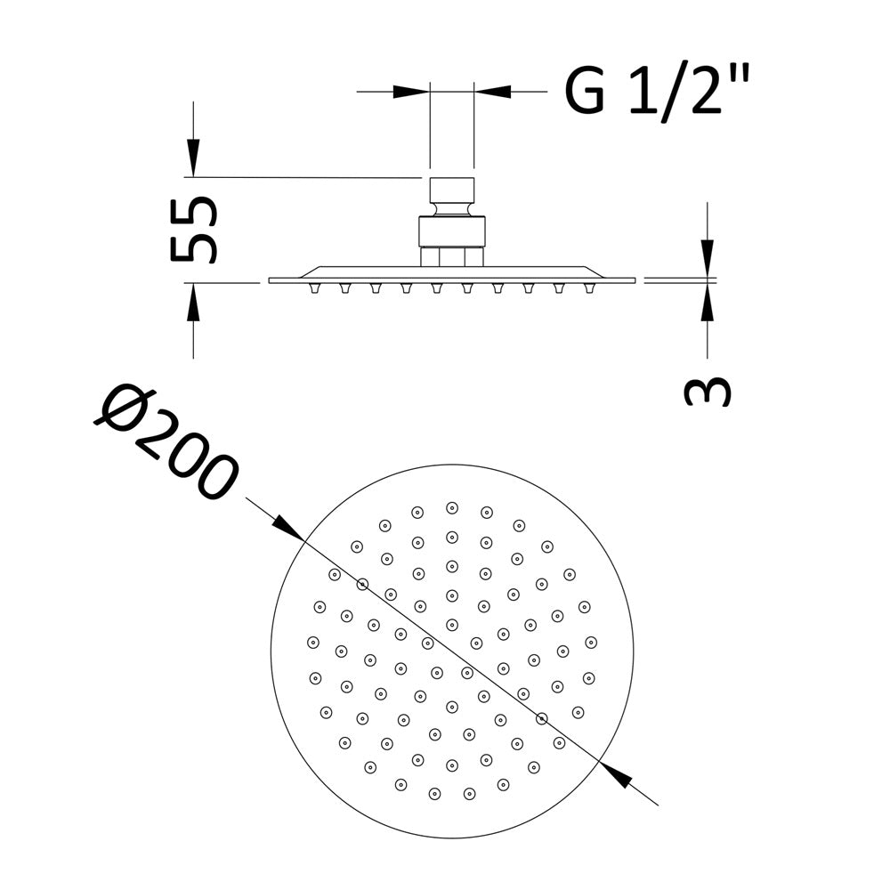 Clifton Round Fixed Shower Head - 200mm