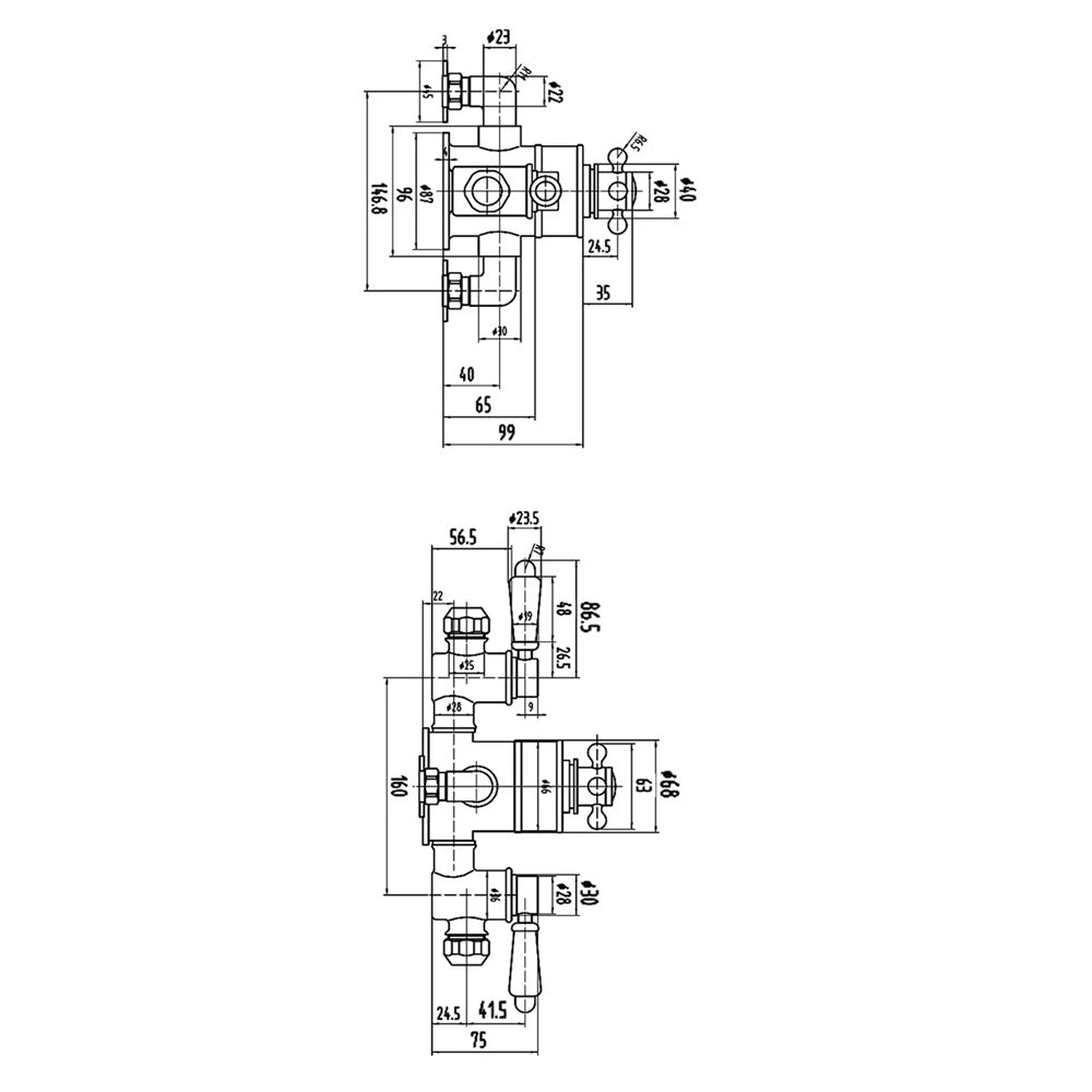 Classique 2 Outlet Exposed Thermostatic Shower Valve - Chrome
