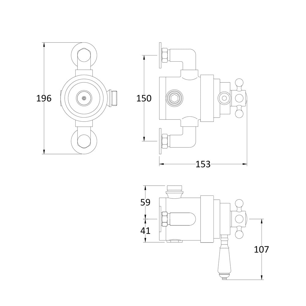 Classique Thermostatic 1 Outlet Exposed Shower Valve - Chrome