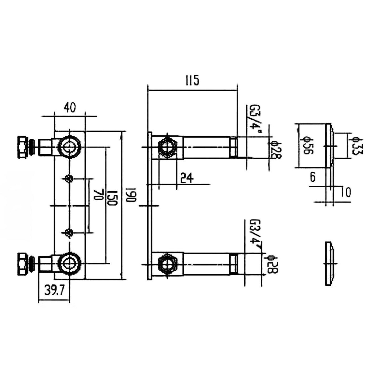 Hype Fast-Fit Bracket for Bar Thermostats Bar Showers - Chrome