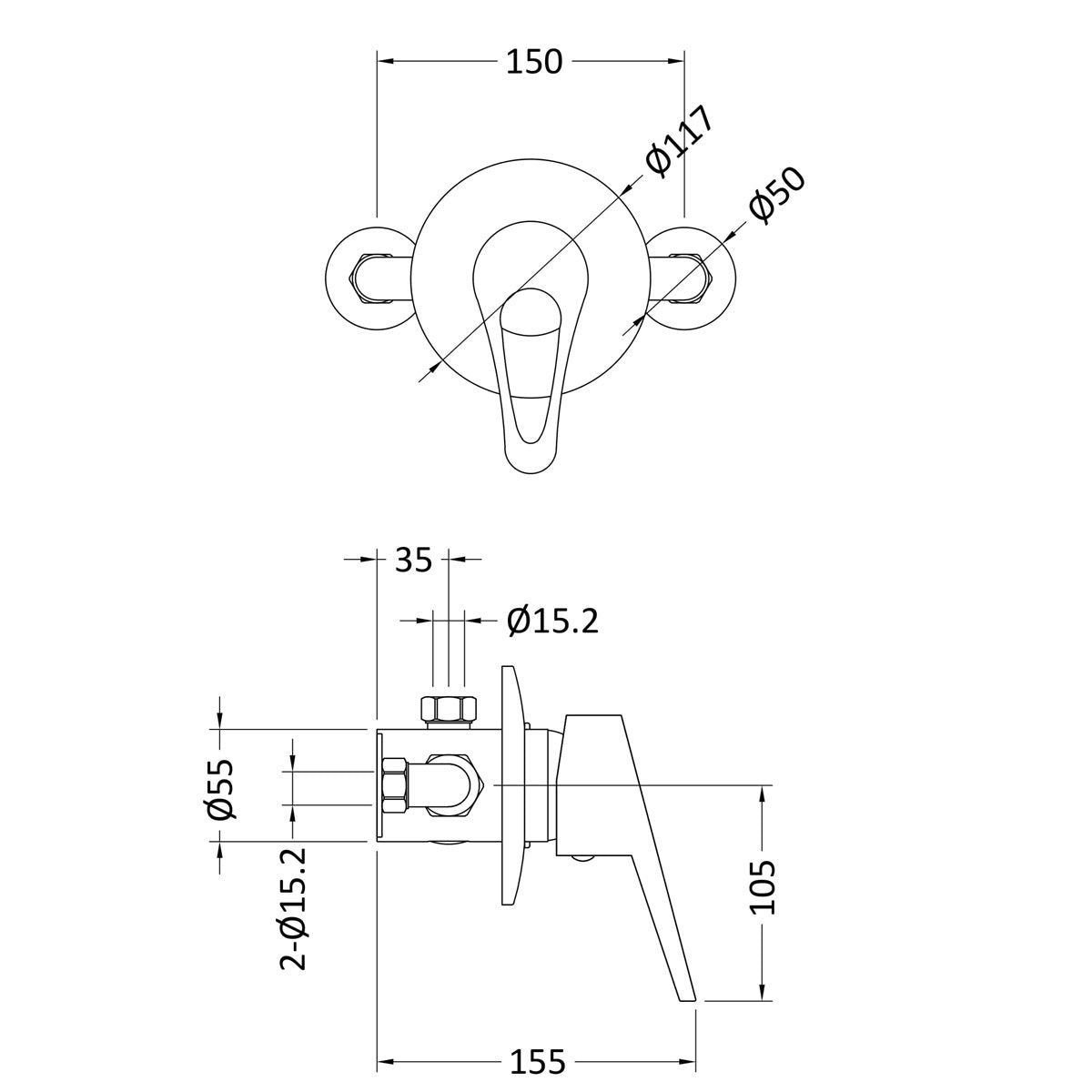 Knurl Manual 1 Outlet Concealed Shower Valve - Chrome