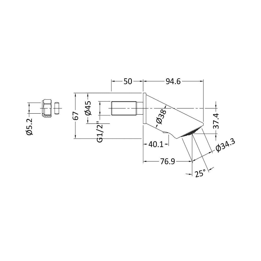 Foundry Commercial Anti-Vandal Fixed Shower Head - Chrome